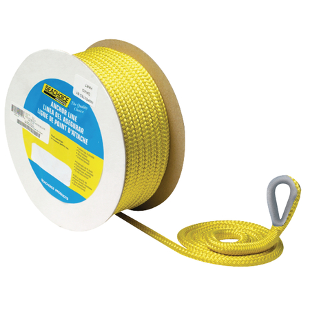 SEACHOICE Double Braid Nylon Anchor Line, Gold / White, 3/8" x 150' 42331